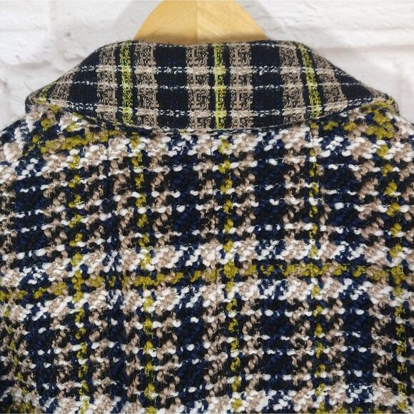 R French Connection Belinda Multicolor Wool Blend Plaid Tweed Utility Coat 8 - Picture 8 of 11